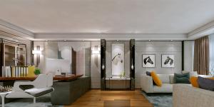 萬科大廈欣悅化妝品公司，白與黃的搭配，簡約、大氣！